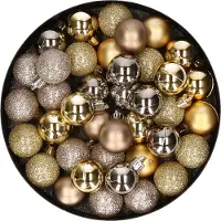 COSY&TRENDY Kleine kerstballen - 40x st - champagne/goud - D3 cm - kunststof - kerstversiering