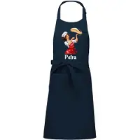 Kariban Luxe Horecaschort - Unisex Schort - Keukenschort - Barbecueschort - Kookschort - Halterschort - 76 x 90 cm - voorvak - verstelbaar - Pizza - vrouw - met naam - blauw