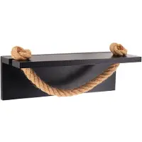 Tendance Porte-serviettes et tablette en acacia et corde à coller noir