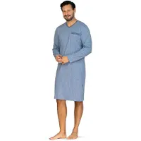 Comtessa Comte - Heren Nachthemd Lange Mouw – Lichtblauwe Print – 100% katoen - maat XXL
