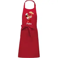 Kariban Luxe Horecaschort - Unisex Schort - Keukenschort - Barbecueschort - Kookschort - Halterschort - 76 x 90 cm - voorvak - verstelbaar - Pizza - vrouw - met naam - rood