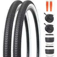 Merkloos Fietsbanden set 26 x 1.75 inch, 2 banden, 2 binnenbanden, 2 bandenlichters, voor mountainbike