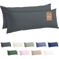 Lavea Set van 2 Kussenslopen - 40x145 - 100% Microvezel - Zachte en Adememende Kussenhoezen, OEKO-TEX Gecertificeerd - Antraciet