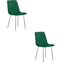 Leobert TURIN Eetkamerstoelen – Set van 2 – Groen Velvet – Metalen Poten – Comfortabele Ergonomische Zitting – Modern Design – Velvet Stoel voor Woonkamer, Keuken en Eetkamer – Max. 110 kg per Stoel