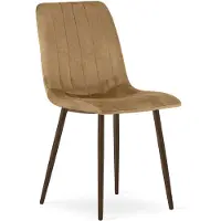 OSKAR LAVA Eetkamerstoel – Bruin Velvet – Walnootkleurige Poten – Comfortabele Gestoffeerde Zitting – Modern Design – Velvet Stoel voor Woonkamer, Keuken en Eetkamer