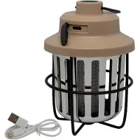 Eurotrail Muggenlamp Retro - Oplaadbare Insectenlamp - Campinglamp - Beige - Compact en Lichtgewicht - Warm Vlammend Lichteffect