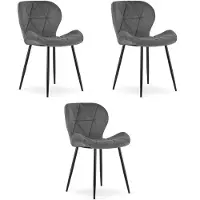 Leobert Chaise - - Mango - Donkergrijze fluweelstof / Zwarte poten - Set van 3