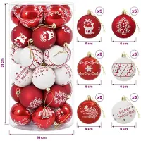 vidaXL - Kerstballenset - 30 - st - Rood - en - Wit - Ø - 6 cm - Kunststof