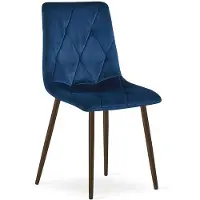 Leobert LIBRA Eetkamerstoel – Marineblauw Velvet – Walnootkleurige Houten Poten – Comfortabele Gestoffeerde Zitting – Modern Design – Velvet Stoel voor Woonkamer, Keuken en Eetkamer – Max. 110 kg