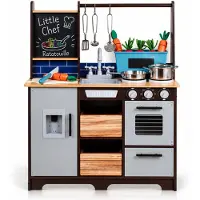 Rijoka Houten Speelkeuken Kinderkeuken met Krijtbord en Kookgereedschap
