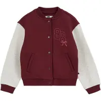 We fashion - Meisjes oversized bomberjack met embroidery en print - Oversized - Bordeauxrood - Katoen - Maat: 158/164