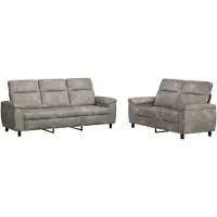 vidaXL Bankstel 2 pcs Lichtgrijs Kunst Suède Leer
