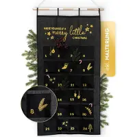 Merkloos Adventskalender XXL - Zwart/Goud - 70 x 130 cm met 24 Compartimenten
