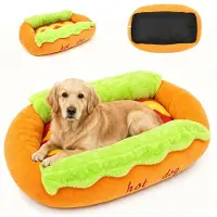Merkloos Hondenbed in Hot Dog Vorm - Afneembaar en Wasbaar