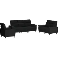 vidaXL Bankstel 3 pcs Zwart Stof