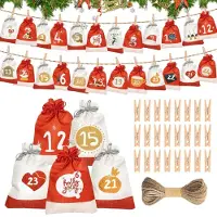 Merkloos 24 Stuks Kerstzakjes - Adventskalender om te Vullen