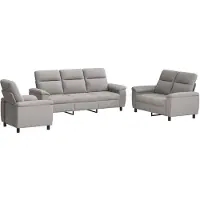 vidaXL Bankstel 3 pcs Wolkgrijs Stof