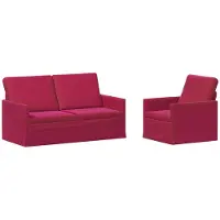 vidaXL Bankstel 2 pcs Wijnrood fluweel