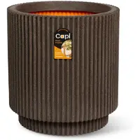 Capi Europe - Vaas cilinder Groove NL - 44x46 - Donkerbruin - Bloempot voor binnen en buiten - Levenslang garantie - Breukbestendig - 100% Recyclebaar - CO2 Neutraal geproduceerd - KGVDB883