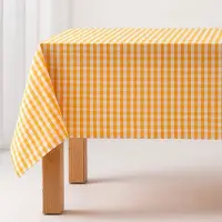 Gamusi - Vlekbestendig Tafelkleed Katoen Polyester Vichy Ruit - 140 x 300 cm -Geel - Tafellaken met Vlekwerende Coating - Landelijke Stijl