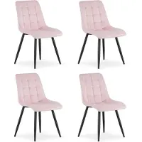 OSKAR SPLIT Eetkamerstoelen – Set van 4 – Zwart Velvet – Zwarte Metalen Poten – Comfortabele Ergonomische Zitting – Modern Design – Velvet Stoel voor Woonkamer, Keuken en Eetkamer – Max. 110 kg per Stoel