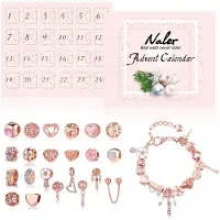 Merkloos Adventskalender met 24 Sieraden en Armband in Roze Goud