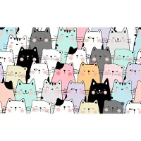 Karo-art Fotobehang Kleurrijke Tekenfilmkatten - Vliesbehang - 312 x 219 cm
