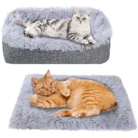 Benza Ibenzoa 2-in-1 katten- en huisdierenbed, zelfwarmend, antislip, 51x61 cm – geschikt voor katten, kleine honden en kleine dieren tot 5 kg, linnen/pluche, wasbaar in de machine