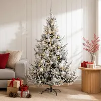 Syfax Kunstkerstboom met kerstballen, 150 cm, 150 LED-lampjes