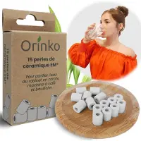 Merkloos Keramische waterfilterkorrels, 15 stuks, voor het verwijderen van chloor en het verminderen van kalkaanslag, geschikt voor keuken en kantoor