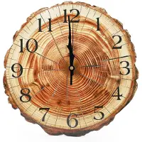 OEM Wandklok - Uitgevoerd met een ontwerp dat lijkt op een boomstam met jaargringen - Wanddecoratie voor woonkamer, slaapkamer, keuken of kantoor - Bruin, diameter 30 cm