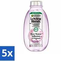 Garnier – Loving Blends – Shampoo – Reiswater-infusie – Glans & Zachtheid – Voor lang haar – 300 ml - Voordeelverpakking - 5 stuks