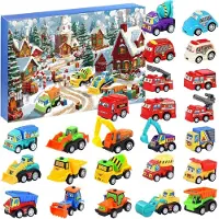 Merkloos Adventskalender Auto 2025, 24 verrassingen, auto's en bouwvoertuigen, voor kinderen van 3 tot 9 jaar
