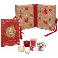 Merkloos Adventskalender met kerkaarsen, 24 geurkaarsen, rode uitvoering, voor de kerstperiode
