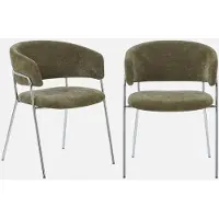 Sweeek Vintage stoel stof met chromen frame (set van 2) Kaki