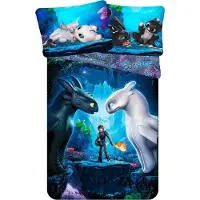 Jerry Fabrics Dragon katoenen beddengoed set, 140x200 cm – Zachte beddengoedset met kussensloop van 70x90 cm, gemakkelijk te onderhouden en duurzaam