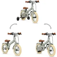 Deryan Luxe Kinderfiets 12 inch - 3 in 1 - loopfiets Groen