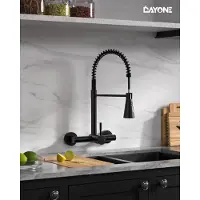 Merkloos Keukenmengkraan voor wandmontage met uittrekbare handdouche, zwart, geschikt voor de keuken