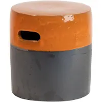 Dripio Bijzettafeltje / Hocker, grijs/oranje, 38x38x42 cm