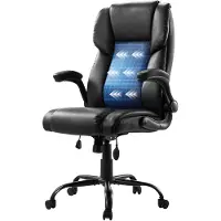 Dripio Bureau stoel, ergonomisch, kunstleer (PU), inklapbare armleuningen, lendensteun, zwart
