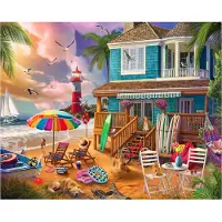 White Mountain 1000 Stuk Puzzel Zomerlandschap Jigsaw Puzzels voor Gezinnen en Volwassenen - Op Het Strand