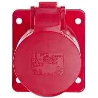 Pce Inbouwstopcontact voor winkelgebruik, 16A, 5-polig, 400V, afmetingen 75x85 mm, rood, IP44, artikelnummer 415-6F87