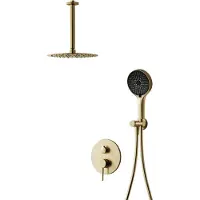 Dripio Inbouw doucheset, 30 cm, regendouche, handdouche met 3 standen, messing, goudkleurig