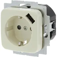 Busch-Jaeger SI Inbouw Wandcontactdoos USB - 1-voudig - Randaarde - Crème