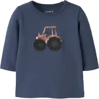 Name it BABY katoenen regular fit T-shirt met print - donkerblauw Jongens Stretchkatoen Ronde hals - maat 68