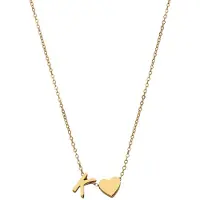 Lucardi Dames Stainless steel ketting met hanger letter en hart voor dames - Ketting - Staal - Goudkleurig - 47 cm