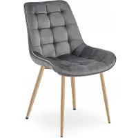 Leobert Eetkamerstoel BERA - Donkergrijs fluweel - Metalen poten met eikenlook - Modern design