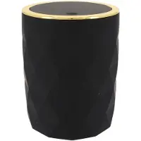 Tendance Badkamer prullenbak Diamond - zwart - kunststof - 8 x 34 cm