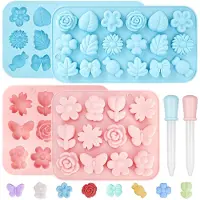 Famanu – Siliconen vormen set van 4 met bloemen en motieven voor chocolade en snoep