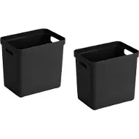 Sunware Opbergbox Sigma - 4x - kunststof - zwart - 25 liter - Opbergbakken/opbergers - 35 x 25 x 36 cm